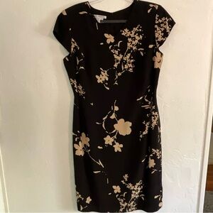 Maggy London 100% Silk Floral Sheath Dress Size 12 Vintage